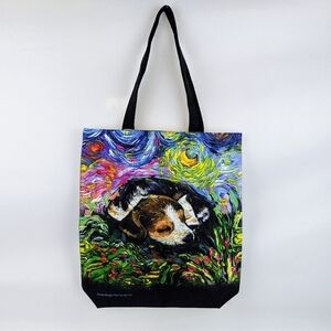 Tote Bag Sleepy Beagle Night By Aja Trier Poly Poplin Multicolor NWT